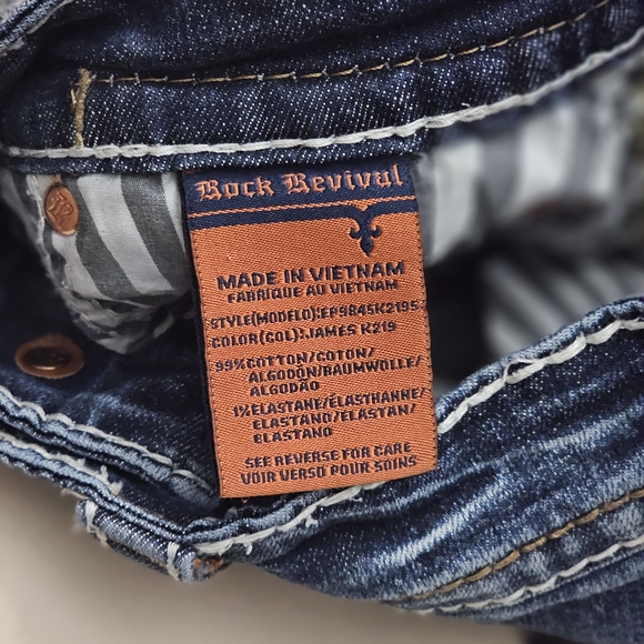 Rock Revival Dark Blue Distressed Skinny Jeans - Picture 9 of 12